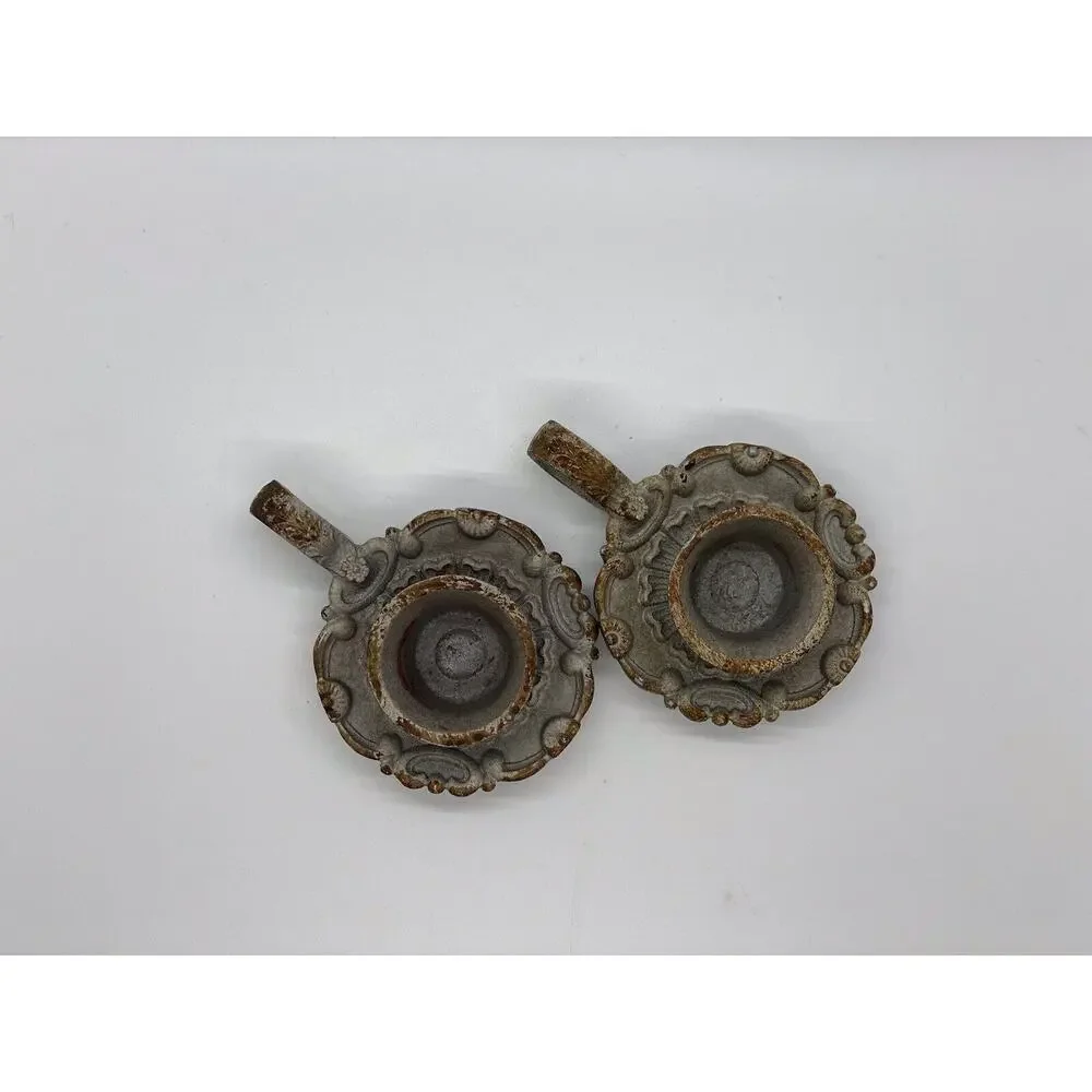Vintage Candlestick Holders-Set Of 2 Approx 3.5”x 2.5”x 1”